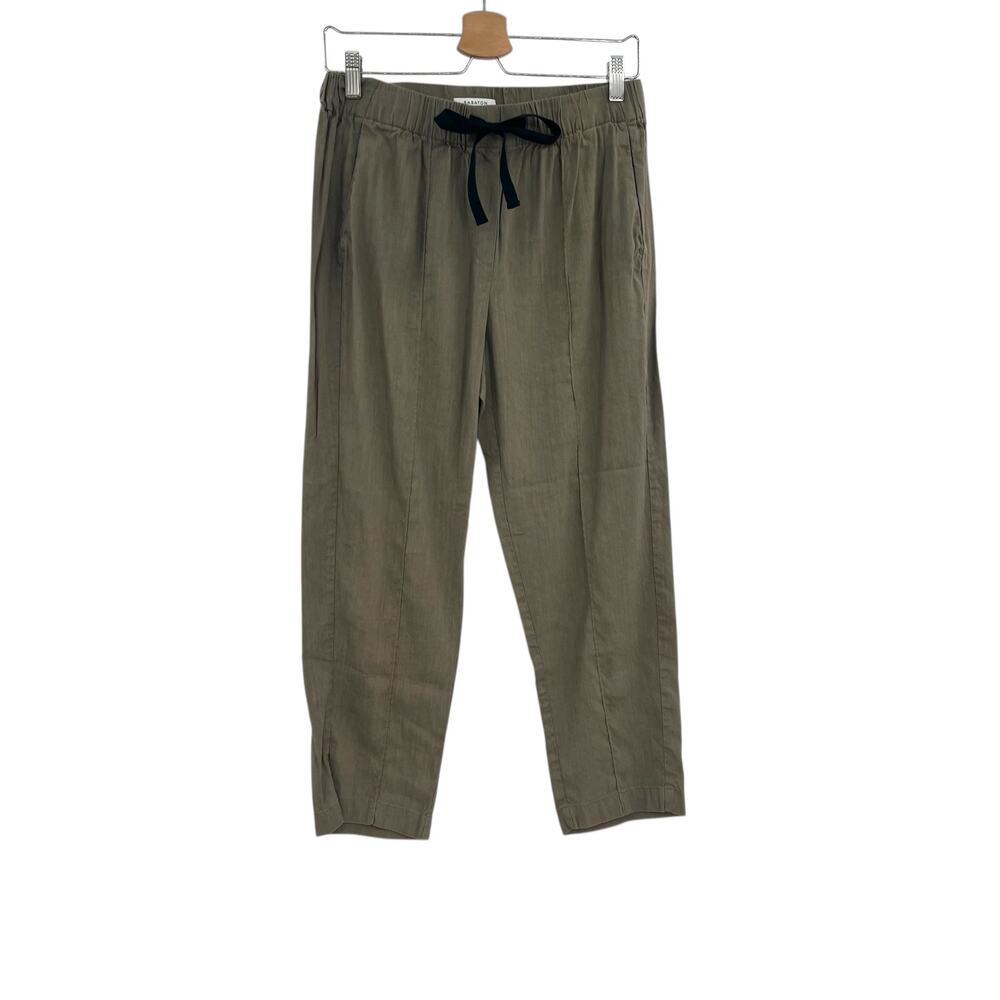 Aritzia Babaton Day‎ Linen Pants Drawstring Ankle Beige Brown Khaki Size Medium